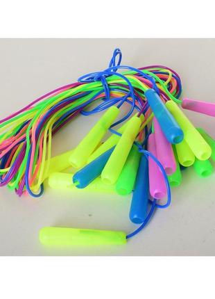 Дитяча спортивна гра скакалка ms 3130-3 ручка пластик, мотузка гума, мікс кольорів, 220 см.1 фото