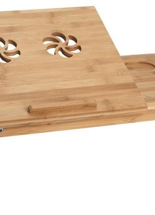 Столик дерев'яний підставка розкладний для ноутбука з вентиляцією й кутом нахилу (бамбук)