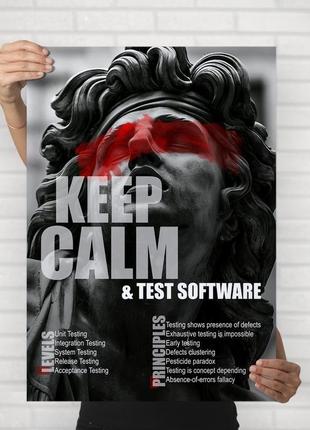 Мотивирующий постер "тестируй софт" - плакат для дома и офиса2 фото
