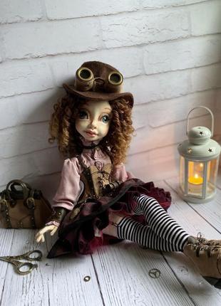 Текстильная шарнирная кукла в стиле стимпанк3 фото