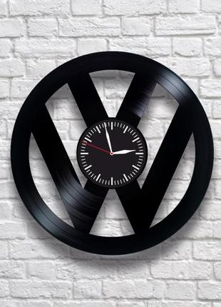 "volkswagen" - настенные часы из виниловых пластинок. уникальный подарок!1 фото