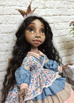 Текстильная кукла принцесса-мулатка10 фото