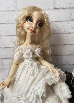 Текстильна шарнірна лялька ангел10 фото