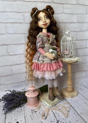 Текстильна шарнірна лялька в стилі прованс4 фото