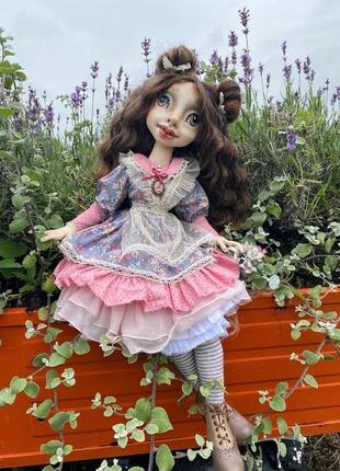 Текстильна шарнірна лялька в стилі прованс8 фото