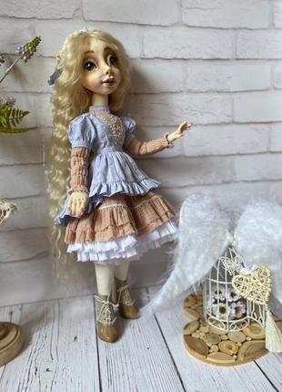 Текстильная шарнирная кукла ангел9 фото
