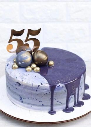 Топпер фигурка на торт зеркальный двусторонний manific decor "55" или другая цифра на заказ4 фото