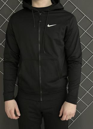 Демісезонна кофта на змійці чорна nike (двонитка)1 фото