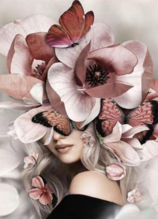 Набір для творчості алмазна вишивка картина мозаїка дівчина з трояндами на голові розміром 40х50 см sk859971 фото