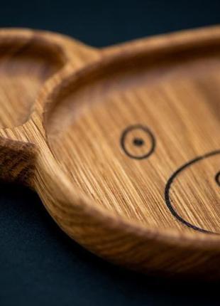 Деревянная тарелка маленький мишка3 фото