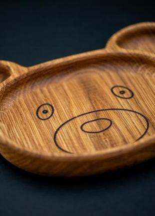 Деревянная тарелка маленький мишка2 фото