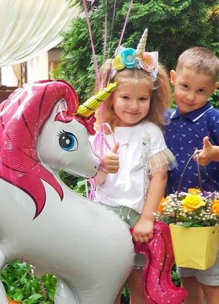 Обруч единорог с цветами ободок единорога единорожка
