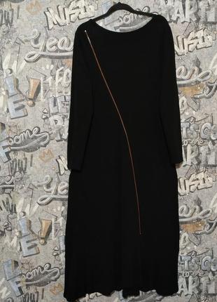 Стильное демисезонное миди мидакси платье в рубчик с молнией, большой размер.2 фото