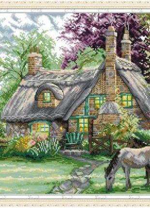 Набор для вышивания по нанесённой на канву схеме "flowers villa". aida 14ct printed 47*38 см
