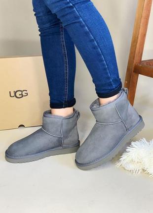 Ugg mini жіночі зимові чоботи уггі сірі