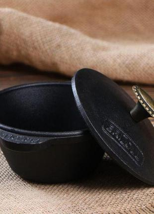 Кастрюля чугунная порционная с крышкой brizoll horeca кокотница 100х52 мм 0.2 литров