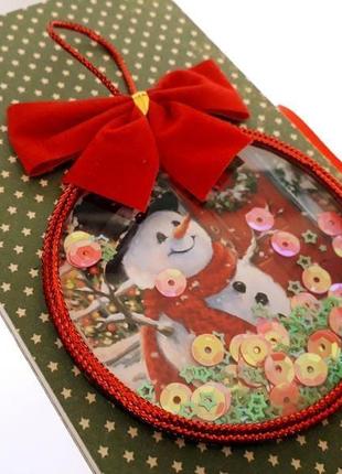 Різдвяна листівка шоколадниця merry christmas коробка для шоколадки сніговик шейкер8 фото