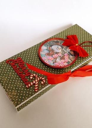 Різдвяна листівка шоколадниця merry christmas коробка для шоколадки сніговик шейкер10 фото