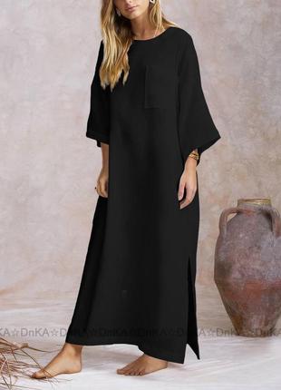 Женское летнее длинное платье из натурального льна размеры 42-563 фото