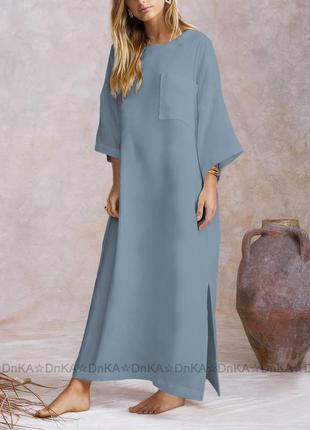 Женское летнее длинное платье из натурального льна размеры 42-562 фото