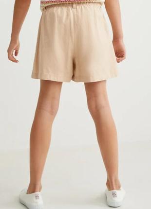 Льняные шорты, рост 122 ( 7 лет), цвет: бежевый2 фото
