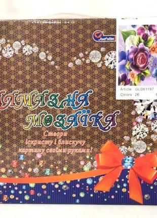 Набір для творчості алмазна вишивка картина мозаїка квіти 30*40 см 61197_bgld полотно на рамі1 фото
