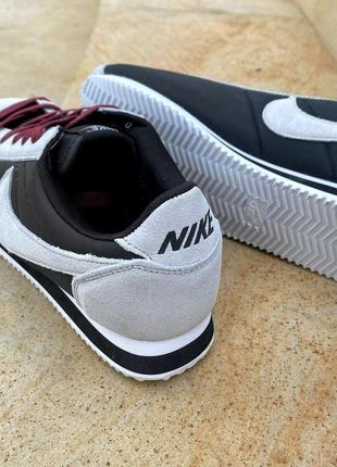 Nike cortez classic leather black grey10 фото