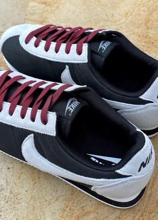 Nike cortez classic leather black grey3 фото