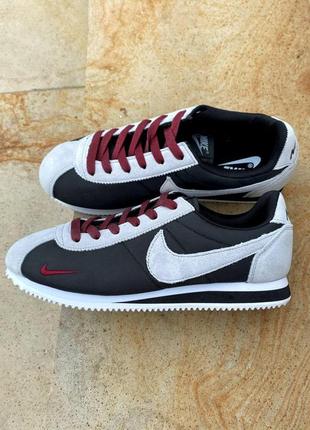 Nike cortez classic leather black grey1 фото