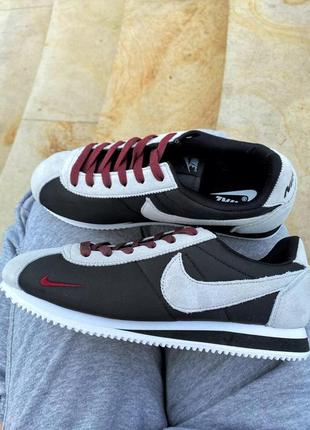 Nike cortez classic leather black grey7 фото