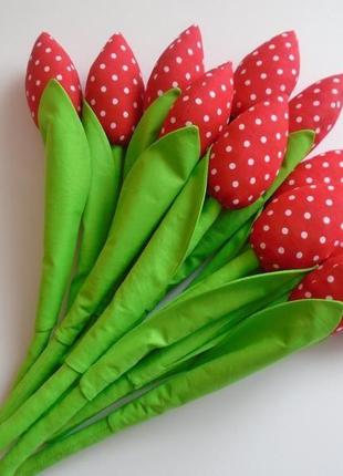 Тюльпаны из ткани подарок на 8 марта 14 февраля день рождения букет цветов2 фото