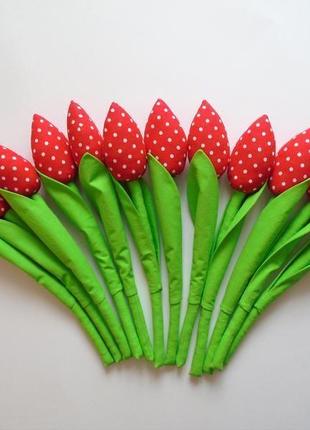 Тюльпаны из ткани подарок на 8 марта 14 февраля день рождения букет цветов6 фото