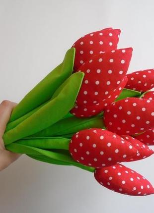 Тюльпаны из ткани подарок на 8 марта 14 февраля день рождения букет цветов7 фото