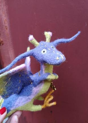 Дракон весна валяные игрушки птички фиолетовый динозавр подарок 8марта9 фото