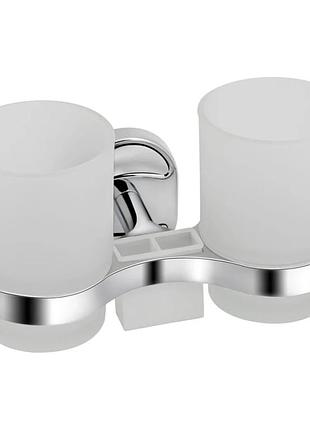 Склянка подвійна з тримачем зубних щіток для ванної кімнати kroner krm elbe - acg2908