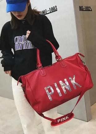 Сумка женская pink красная | женская вместительная спортивная сумка5 фото