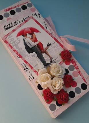Листівка шоколадниця і серце на паличці подарунок на день валентина.9 фото