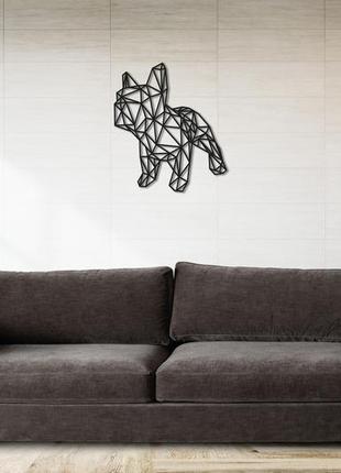 Декоративна дерев'яна картина абстрактна модульна полігональна панно "bulldog / бульдог"4 фото