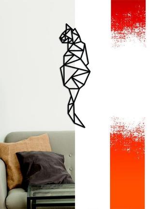 Декоративна дерев'яна картина абстрактна модульна полігональна панно "cat / кіт"2 фото