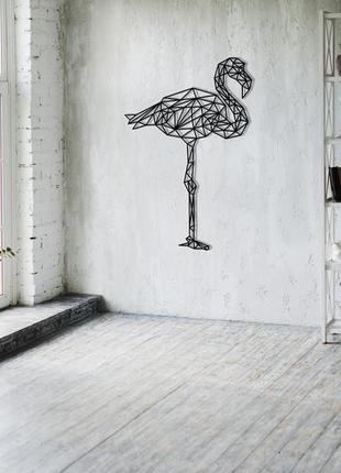 Декоративна дерев'яна картина абстрактна модульна полігональна панно "flamingo / фламінго"3 фото