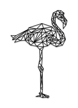 Декоративна дерев'яна картина абстрактна модульна полігональна панно "flamingo / фламінго"1 фото