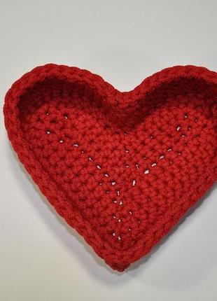 Корзина красная для сервировки интерьерная сердце l ручная работа