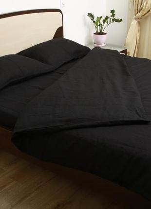 Комплект постельного белья из 100% натурального льна, стильного черного цвета "ночное небо"2 фото