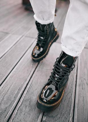 Dr. martens jadon женские зимние ботинки мартинс лакированные на платформе6 фото