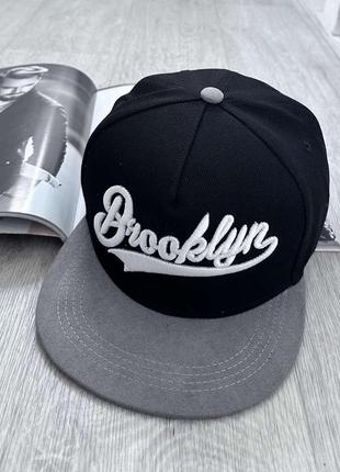 Кепка снепбек (snapback) brooklyn nyс черный с серым  56-61р  (9032)