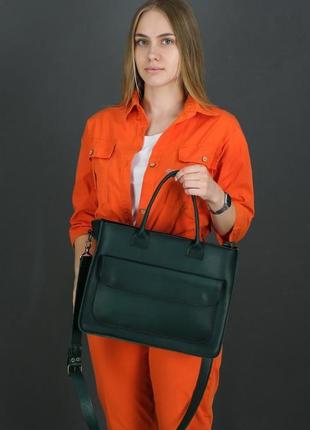 Женский кожаный мессенджер, натуральная кожа итальянский краст, цвет зеленый1 фото