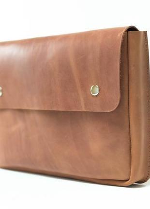 Шкіряна папка для документів формата а4 "модель №82" вінтажна шкіра колір коньяк