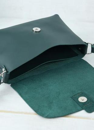 Шкіряна жіноча сумочка італьяночка, шкіра grand, колір зелений6 фото