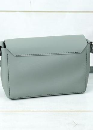 Кожаная женская сумочка итальяночка, кожа grand, цвет серый4 фото