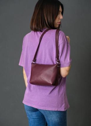 Женская кожаная сумочка лето, кожа итальянский краст, цвет бордо